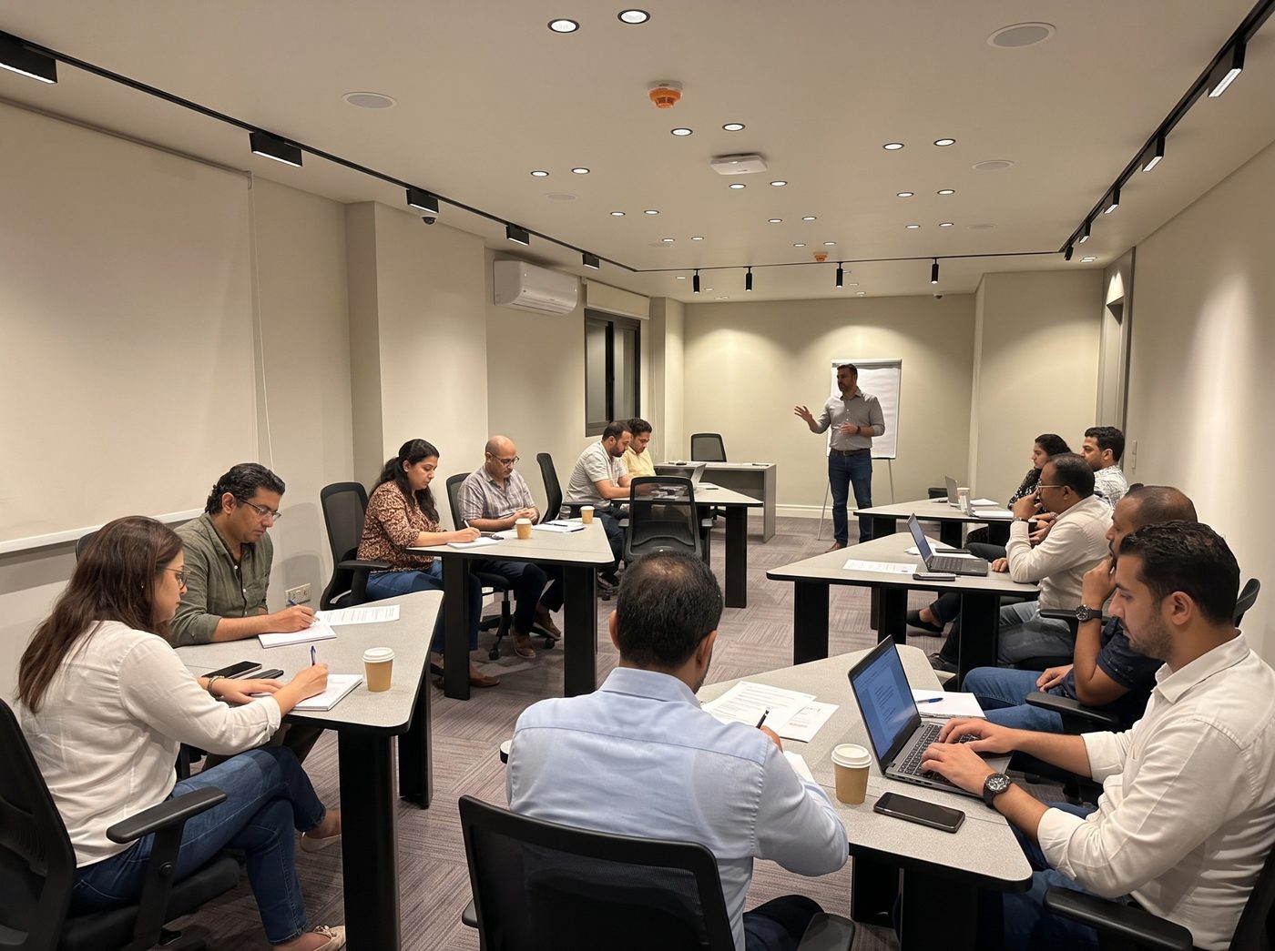 Participants attending a training session in a real training hall